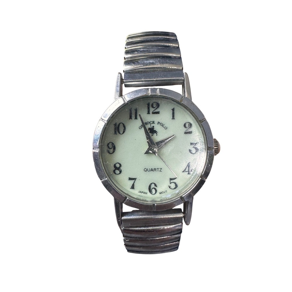 Osirock Polo Silver Tone Quartz Watch‎ Cream Dial Stretch Band Japan Movt